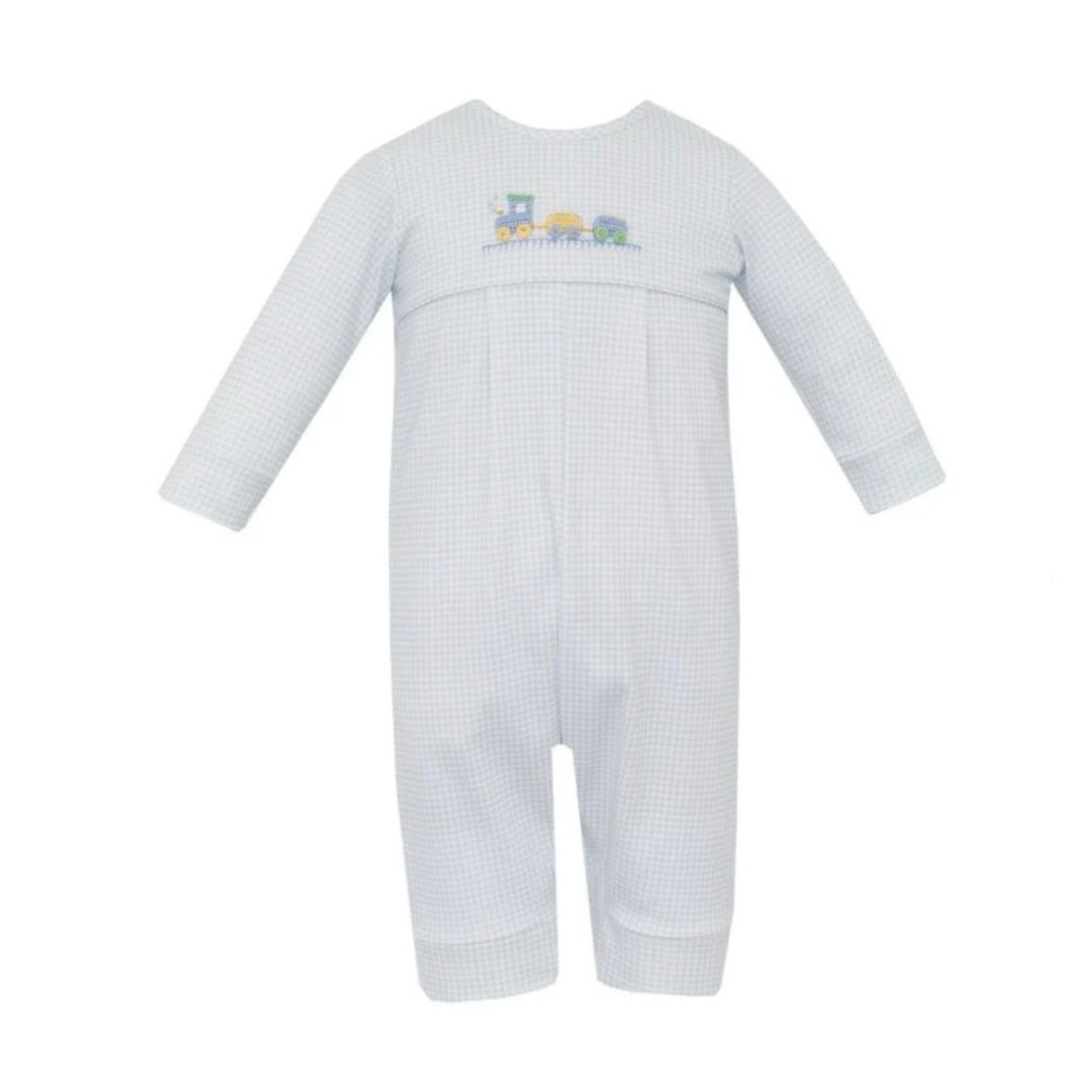 Petit Bebe Boys Crochet Train Romper
